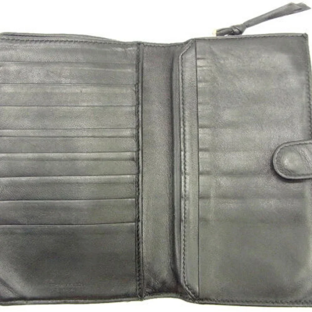 Bottega Veneta Wallet Intrecciato Black Gold Woman unisex Authentic Used - Picture 3 of 6